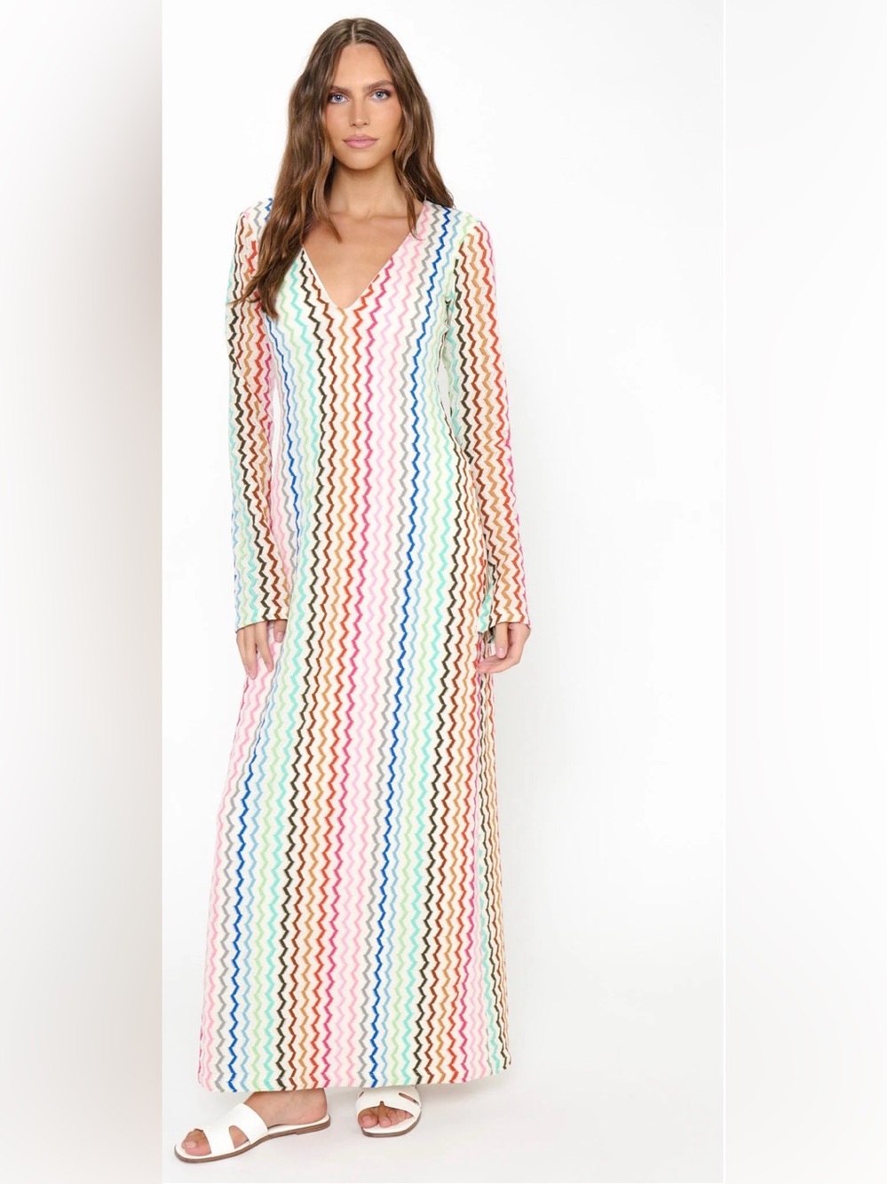 Show me your Mumu Lopez maxi dress in rainbow zigzag crochet size XL